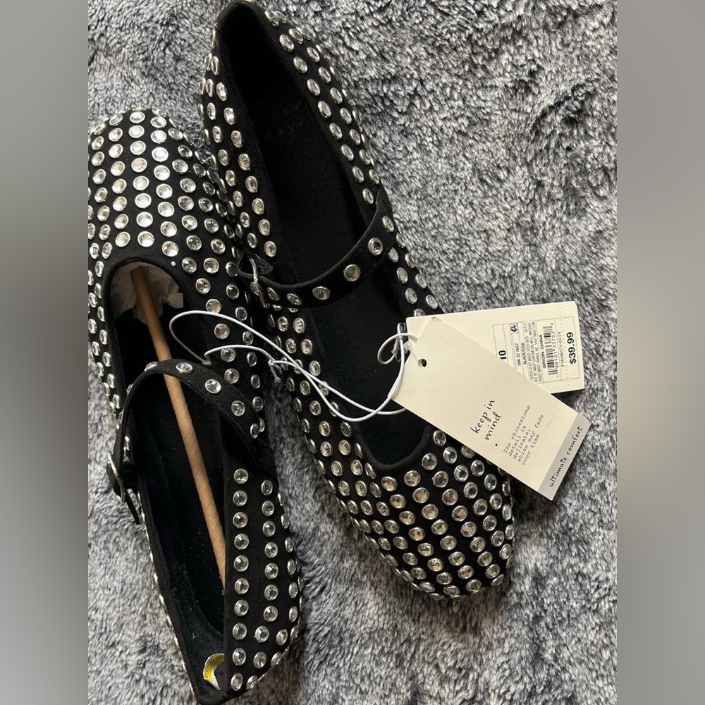 a new day Black Studded Flats
